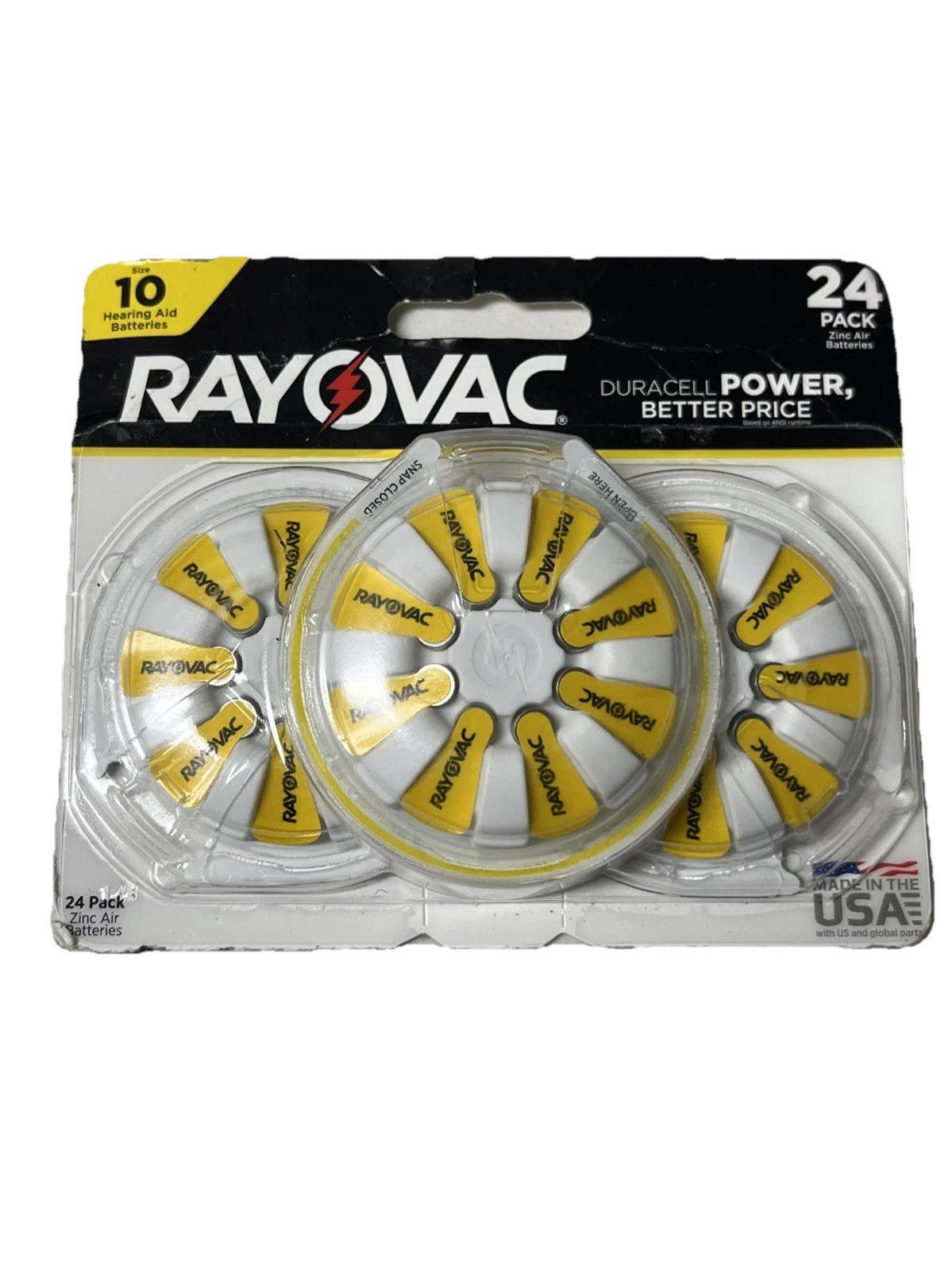 24 Pack – Rayovac 1.45V Hearing Aid Batteries, Size 10