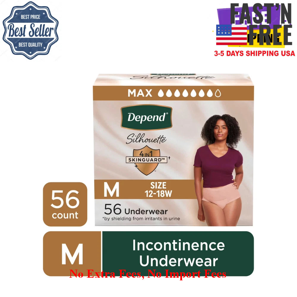 Depend Silhouette Incontinence Underwear for Women, Medium, 56ct Postpartum Pack