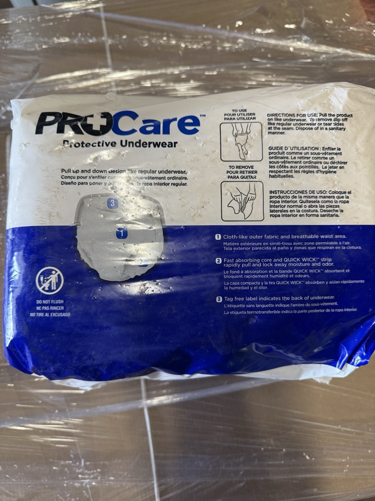 Procare ~ Protective Underwear ~ Pack Of 18~ Size Large 44″ – 58” (112cm-147cm)