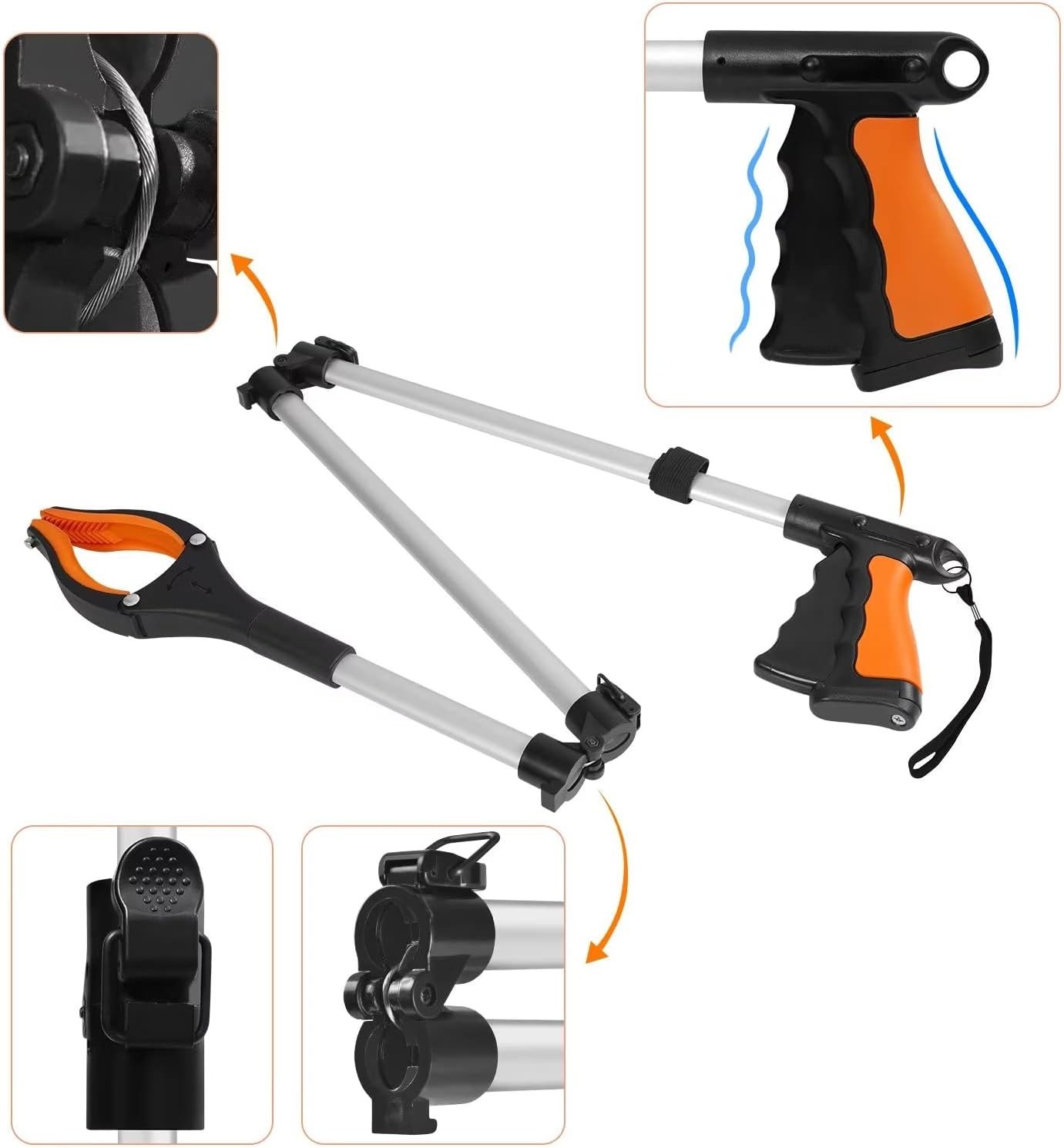 43″ Extra Long Grabber Tool, Foldable Grabbers for Elderly Grab It Reaching Tool