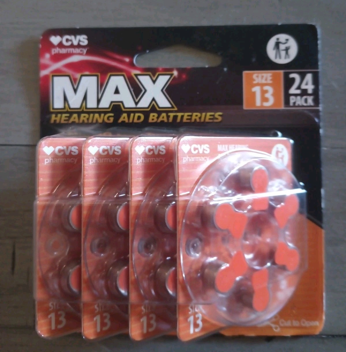 CVS MAX HEARING AID BATTERY SIZE 13 – 24 ZINC BATTERIES EXPIRES 10/2028 – NEW