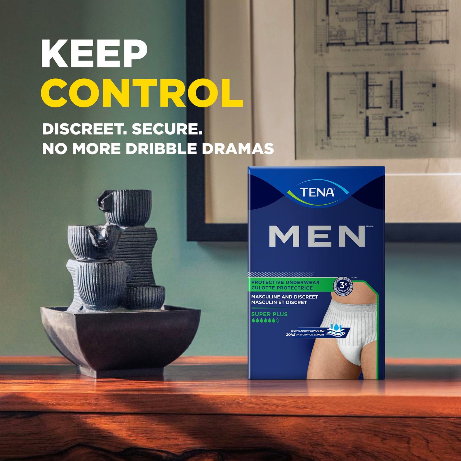 TENA Protective Disposable Underwear Male Men Small Medium – 64 Ct