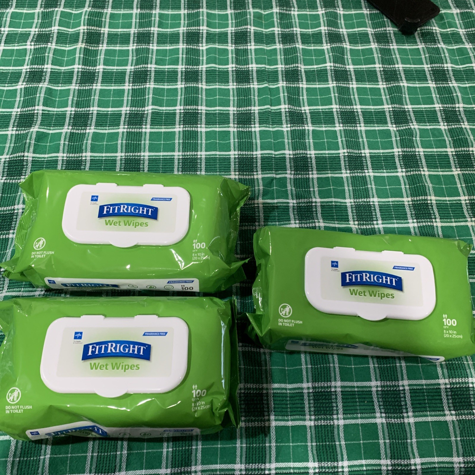 3 packs of Medline FitRight Aloe Fragrance Free Wipes Dispenser Pack of 100 each