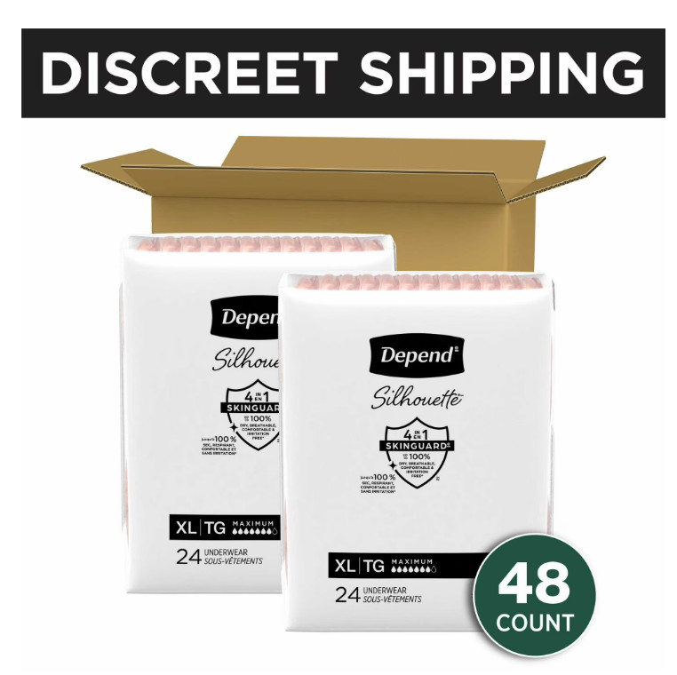 Depend Silhouette Incontinence & Postpartum Bladder Leak Underwear, XL, 48 Count