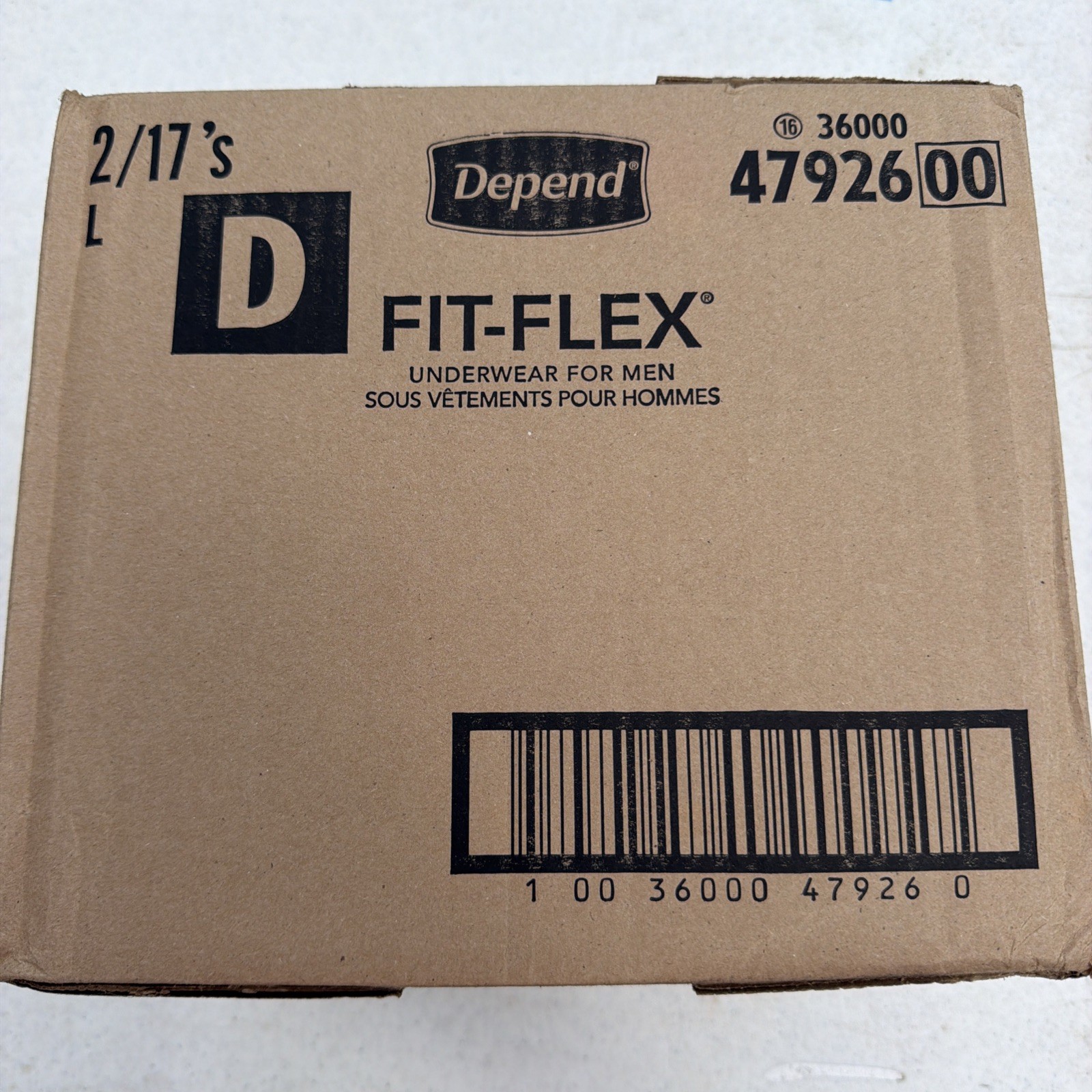 Depends Fit-Flex Underwear Men Size Large Max Absorb 2 X 17ct – Gray – 2pk Case