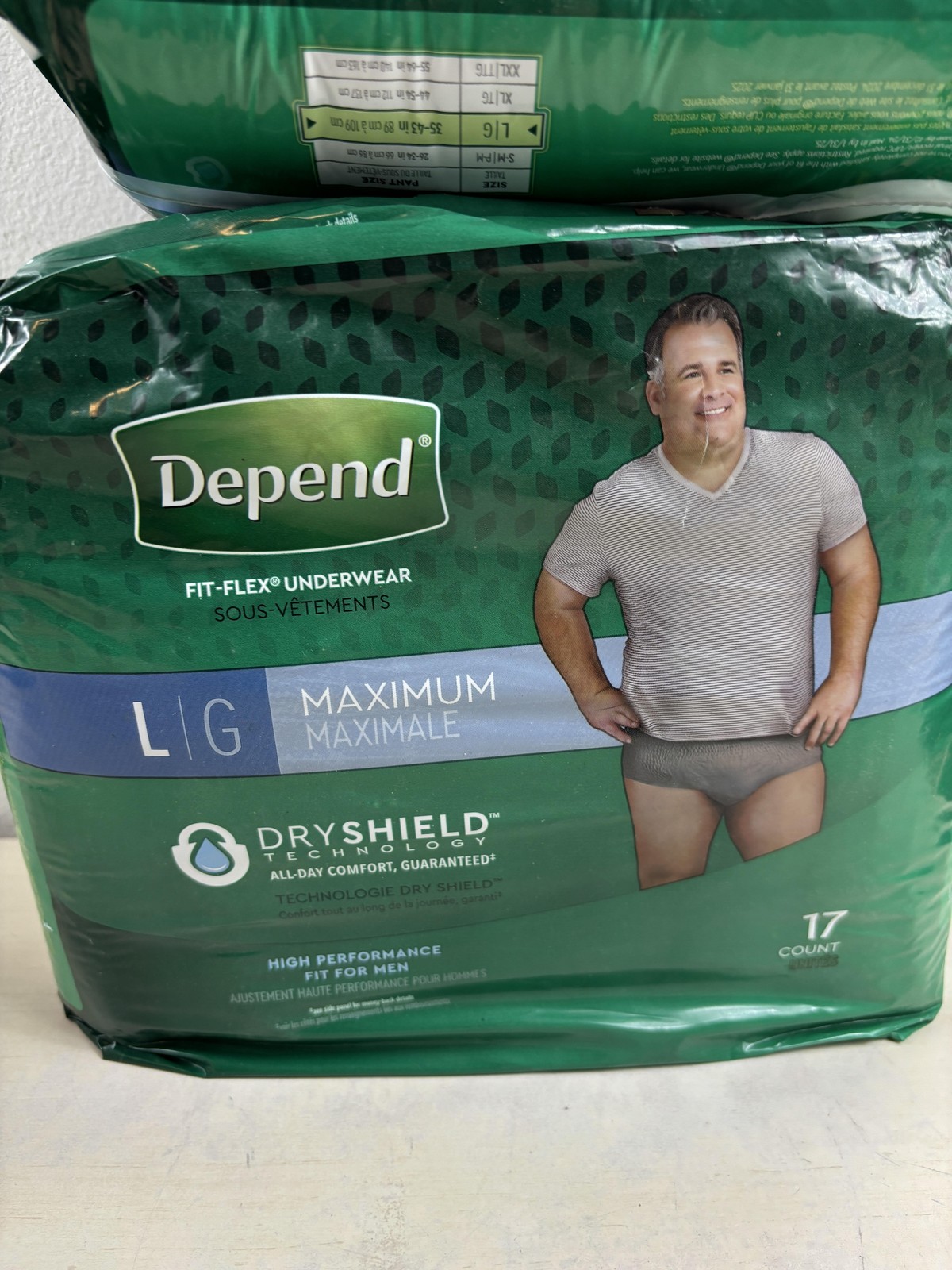 Depend Fit-Flex Underwear Large 17 Count Mens Maximum DryShield Incontinence New