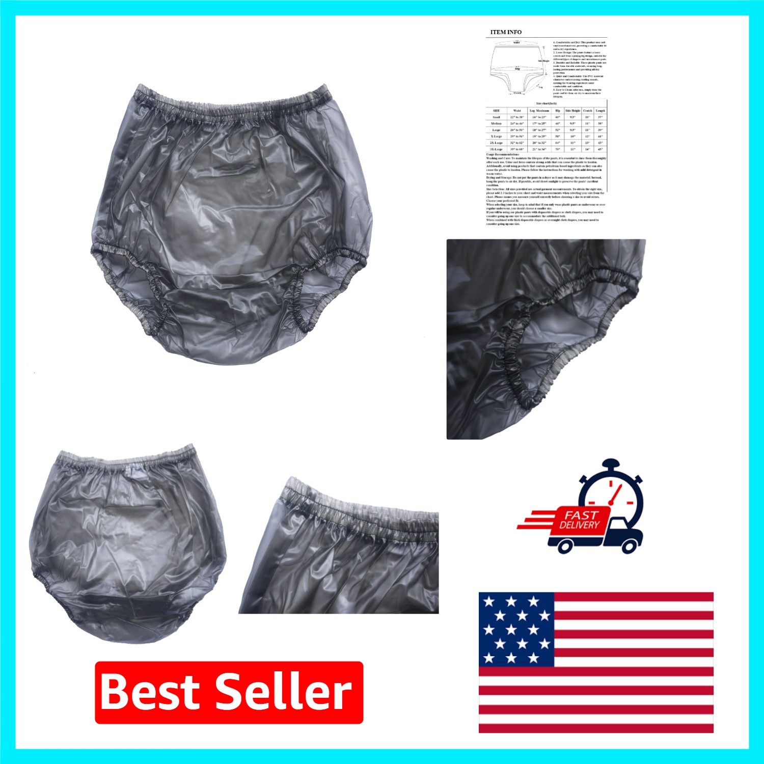 Unisex High-Waisted Waterproof Incontinence Pants – 3 Small Pack for Protection