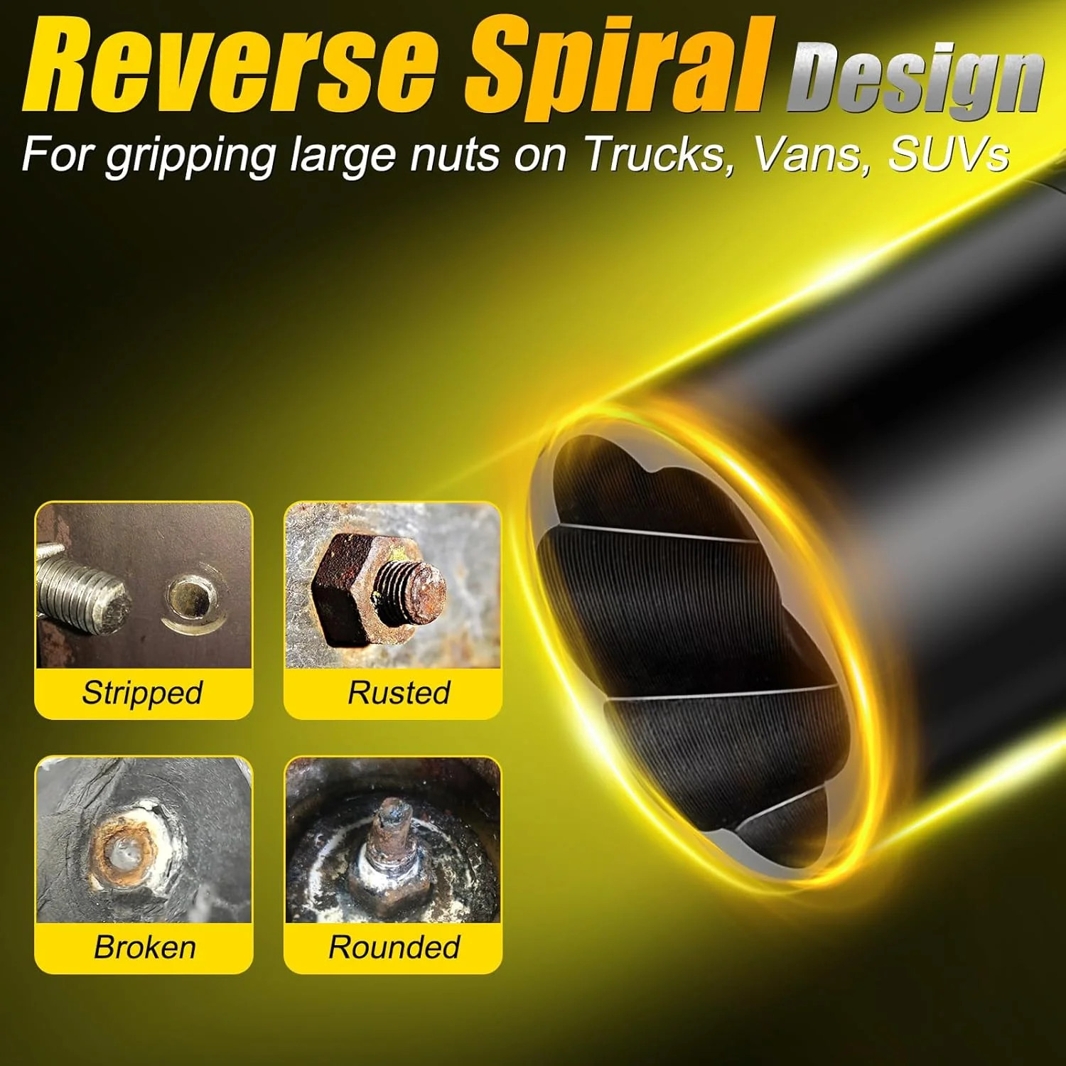 Topec Large Lug Nut Remover Socket Set 17-36mm, 1/2″ Drive Wheel Lock Removal To