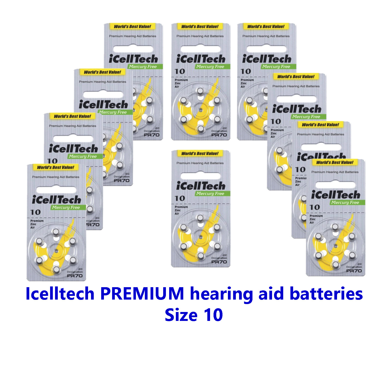 Icelltech Size 10 Hearing Aid Batteries – 180 Count