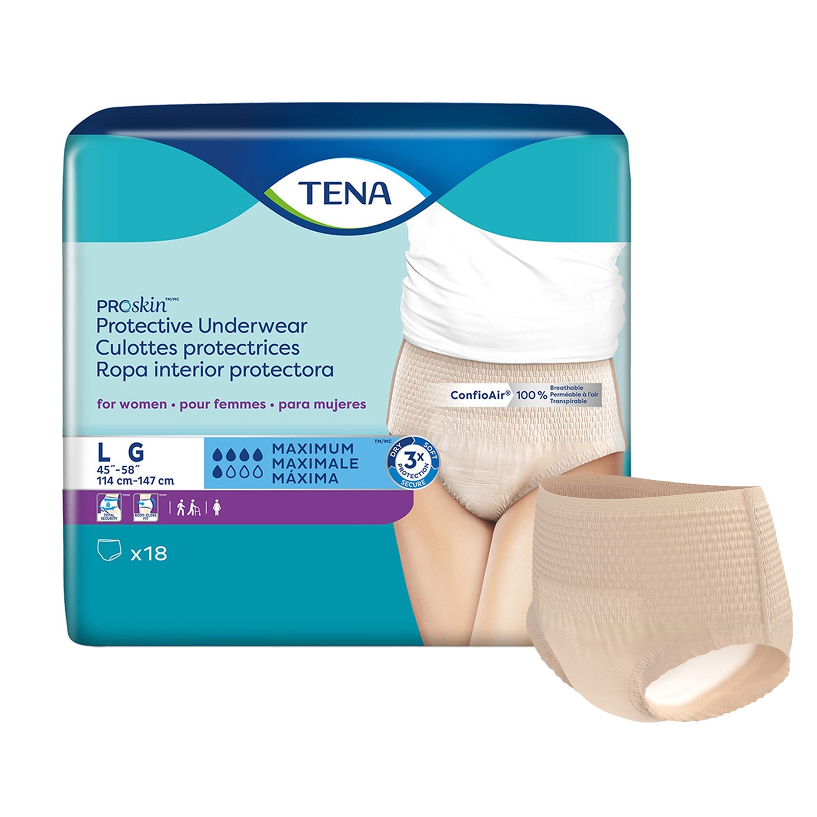 TENA Disposable Underwear Female Large Maximum 72 Ct