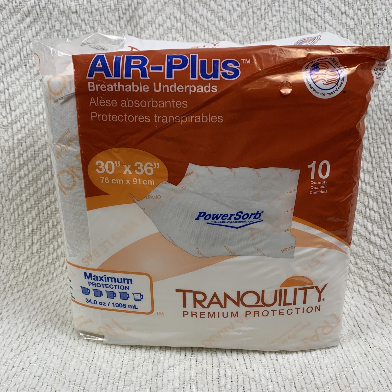 Tranquility AIR-Plus Breathable Underpad Heavy Absorbency 30 X 36″ 10 ct NEW