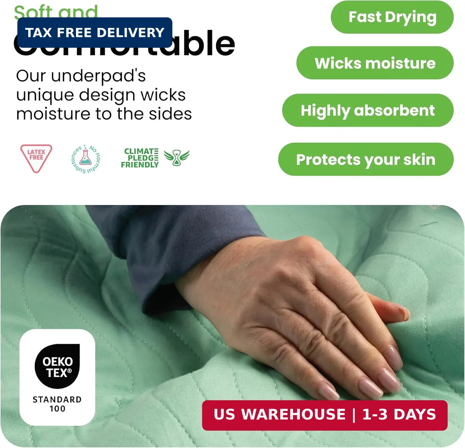 IMPROVIA® Washable Underpads, 34″ x 36″ (Pack of 4) – Heavy Absorbency Reusable