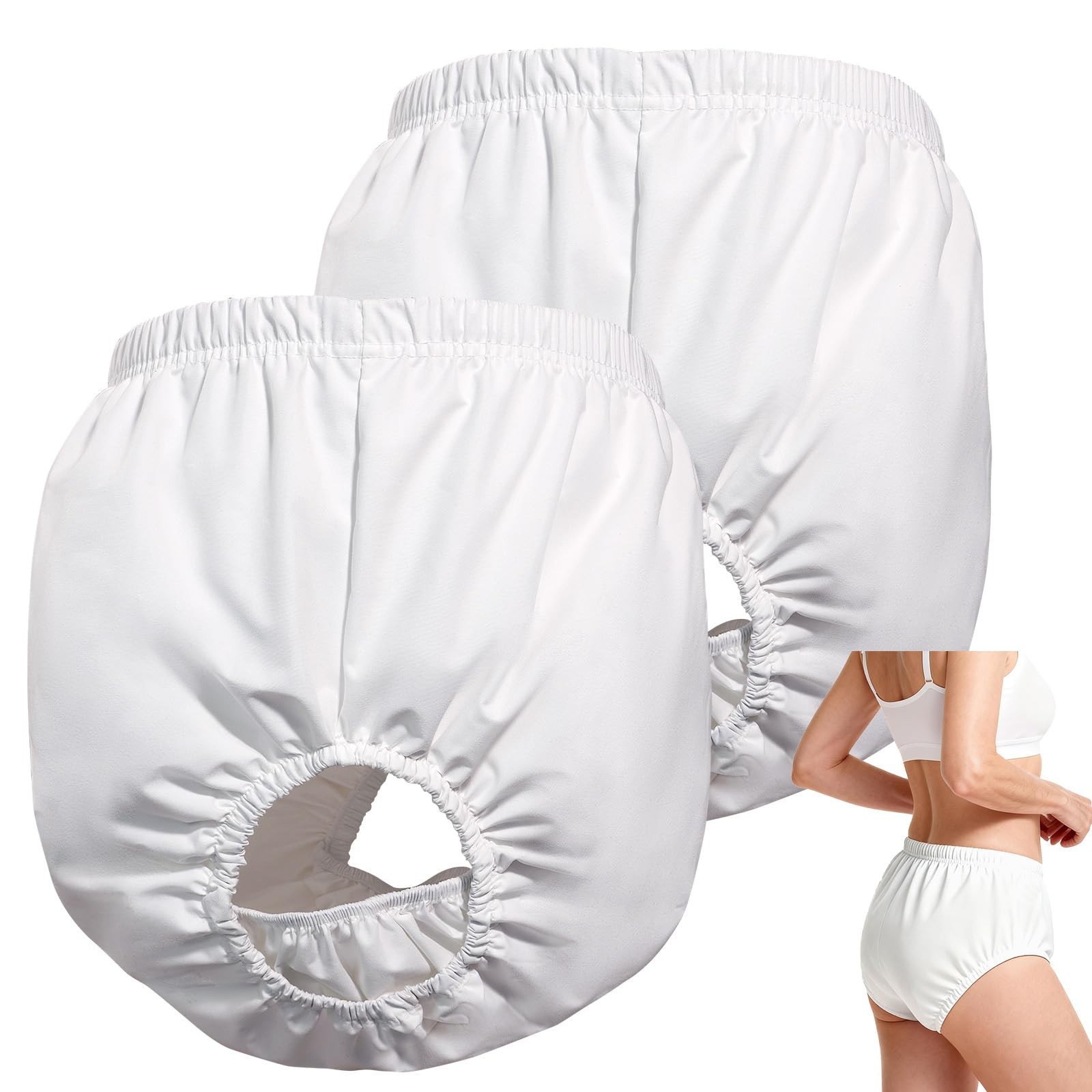 2-Pack Waterproof Reusable Adult Diaper Covers, Leak-Proof Washable Rubber Pants