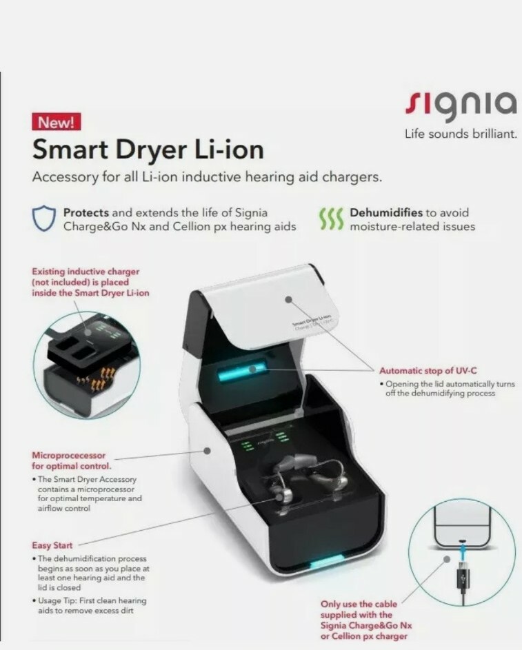 Signia Pure Charge & Go Hearing Aid Dehumidifier-nx-x Smart Dryer