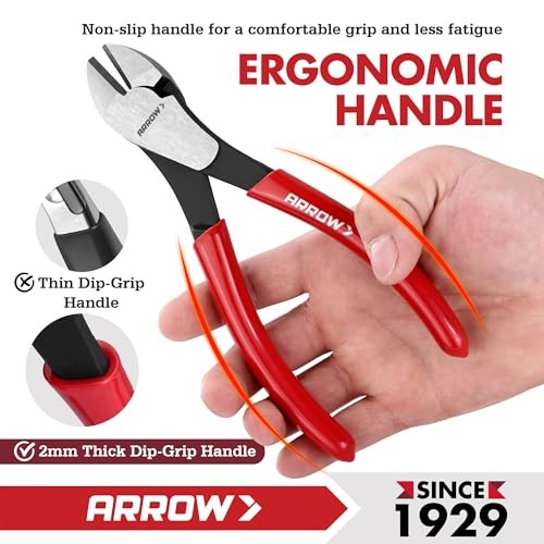ARROW 7″ High Leverage Diagonal Cutting Pliers, Heavy Duty Wire Cutters 7 INCH