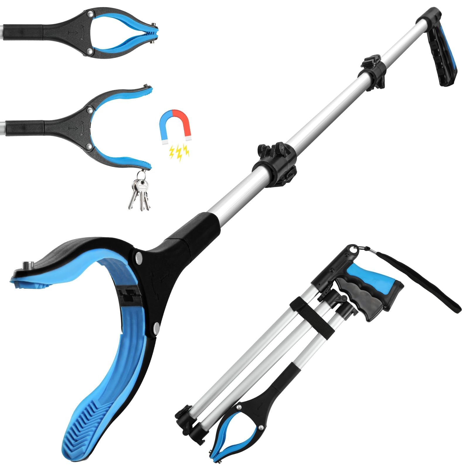 Housolution Reacher Grabber Tool, 43″ Extra Long Grabbers for Elderly, Blue