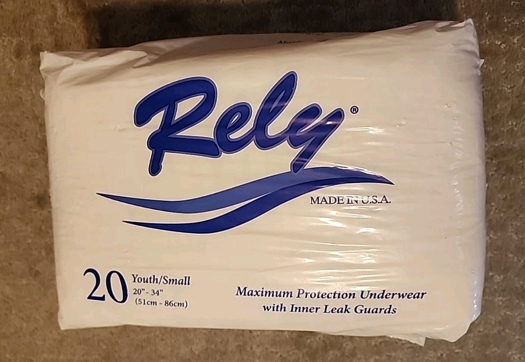 Rely Youth/Small Bladder Protection Underwear Pull Ups 20 Count 20″- 34″ New