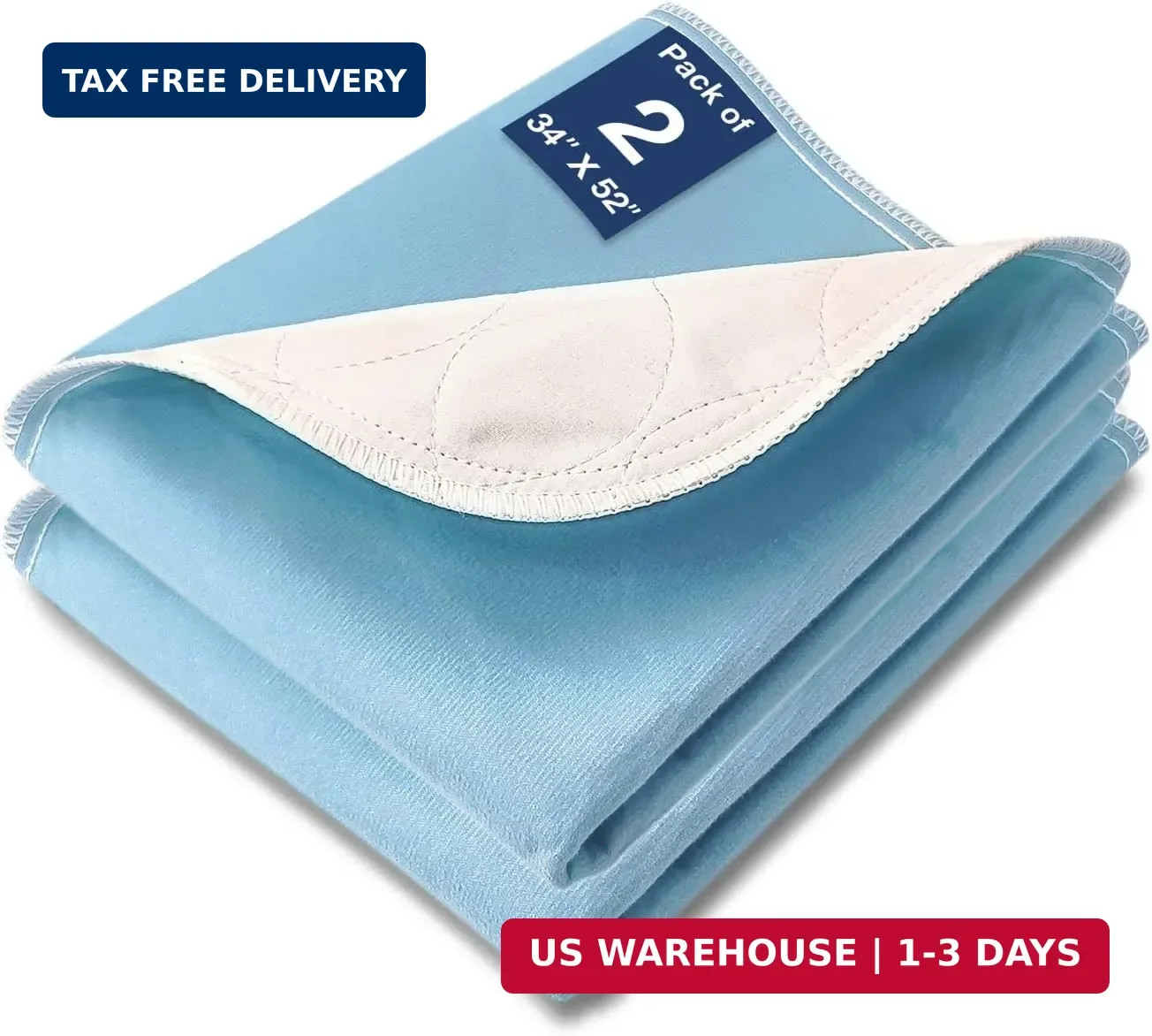 Bed Pads Washable Waterproof, 52″ x 34″ (2 Pack) Incontinence Bed Pads, Waterpro