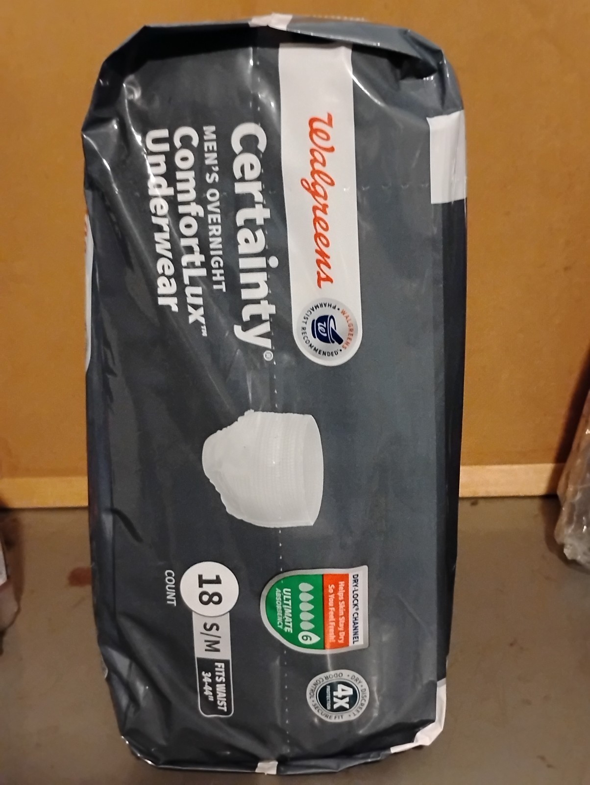 Walgreens Certainty Men’s Underwear S/M (waist 34-44″) Ult. Absorbency – 18 ct.