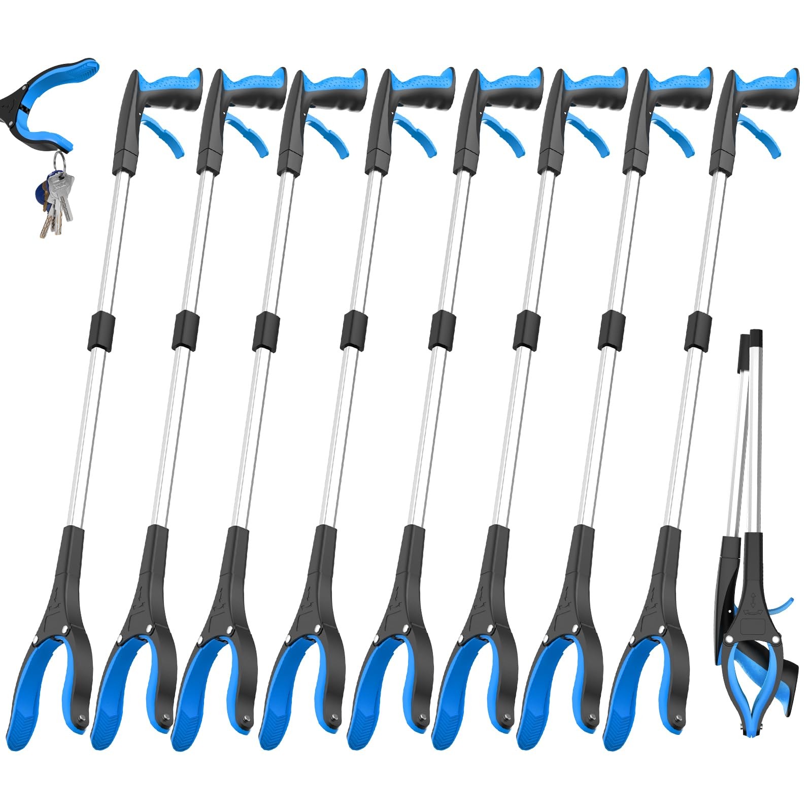 8 Pack 32 Inch Grabber Reacher Tool, Heavy Duty Lightweight Trash Picker Uppe…