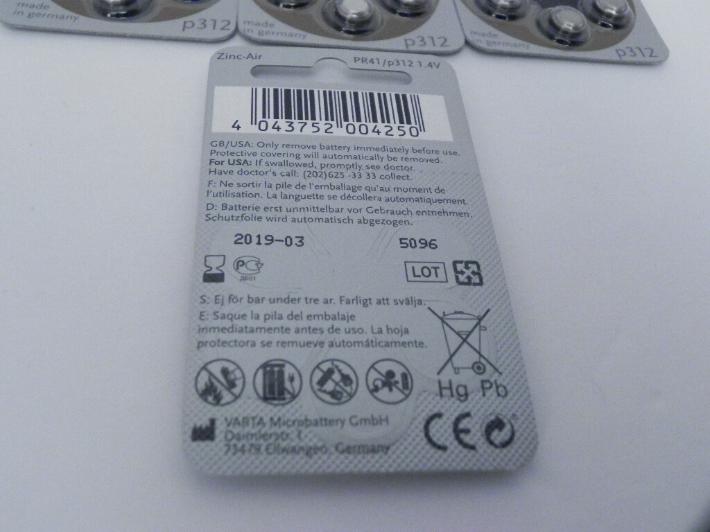 PowerOne Size 312 p312 PR41 1.4V 24 Hearing Aid Batteries 2019