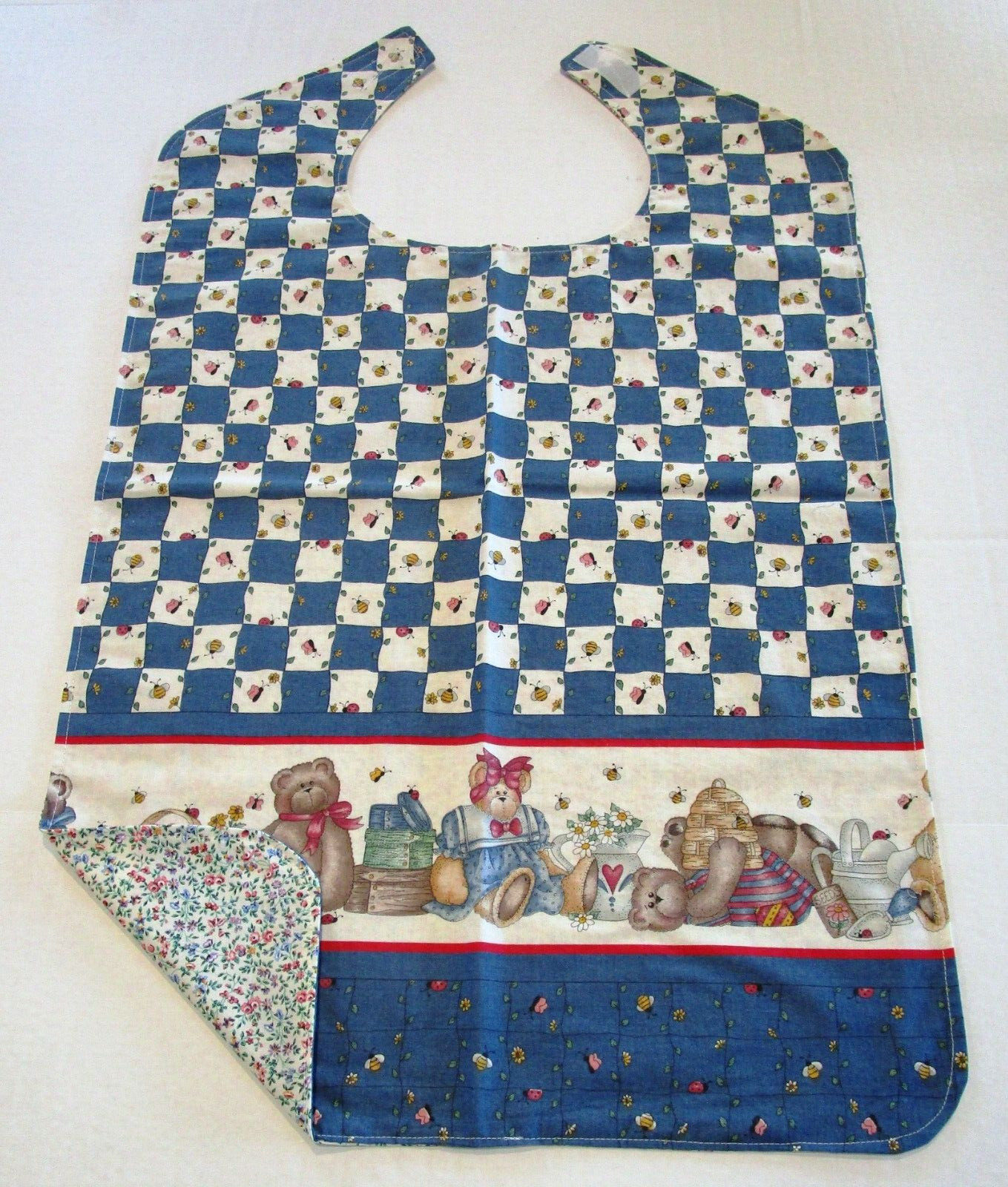 🐻 Gentle TEDDY BEARS Adult Sized Bib * Special Needs Seniors * Reversible 🐻
