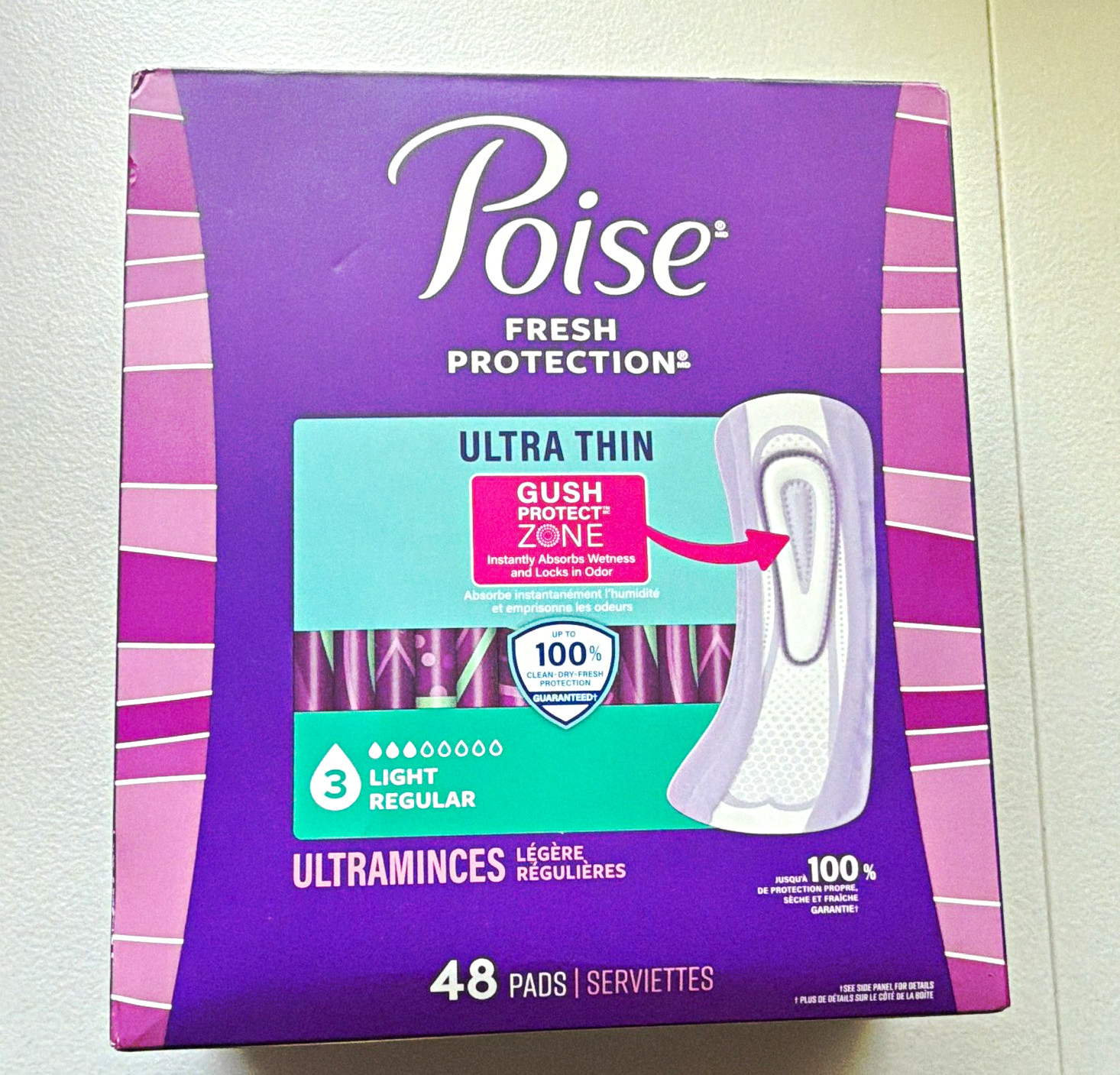 Poise Fresh Protection Ultra Thin Incontinence Pads Light Regular 48, Odor