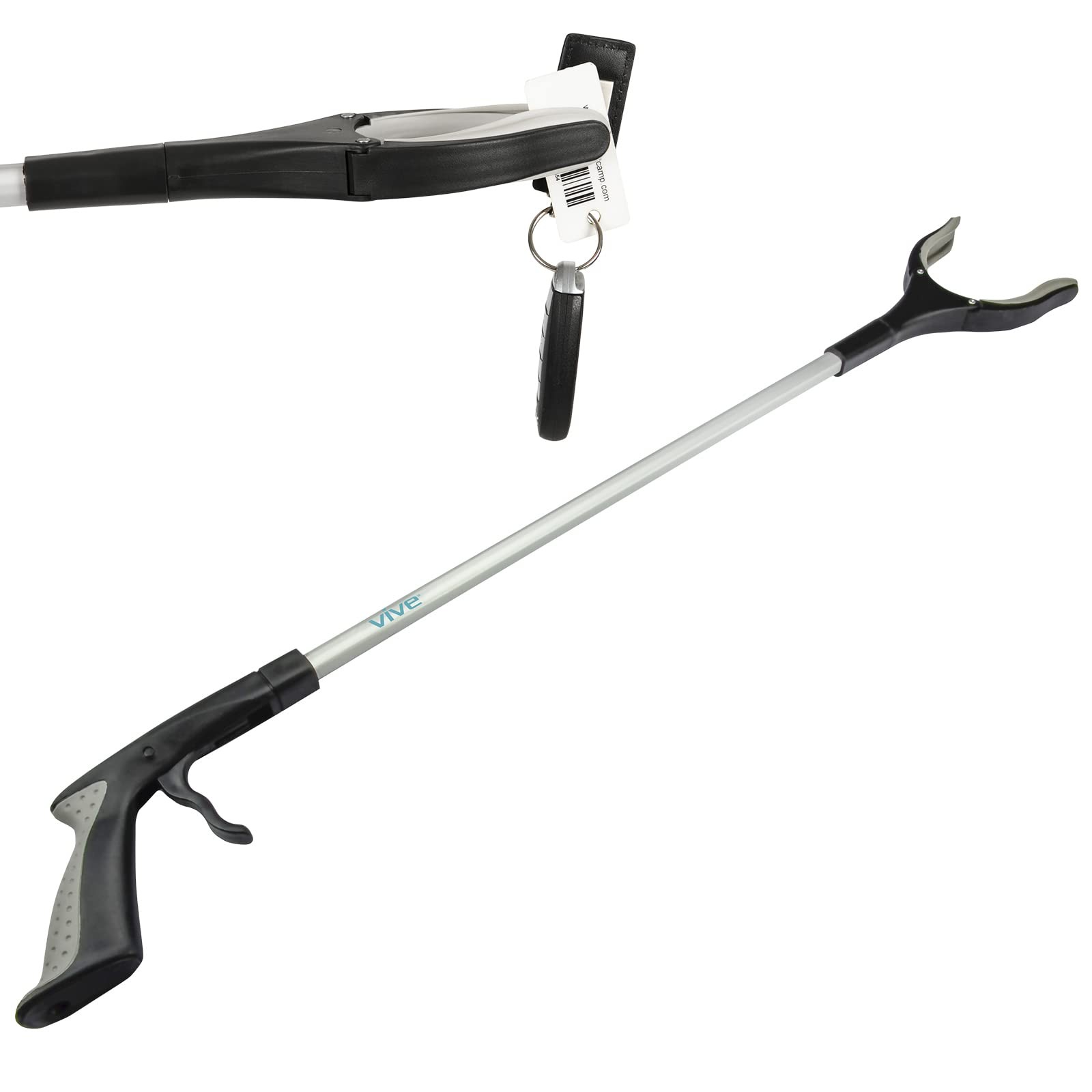 Vive Reacher Grabber 32″ – Extra Long Mobility 2.6 Foot (Pack of 1), Silver