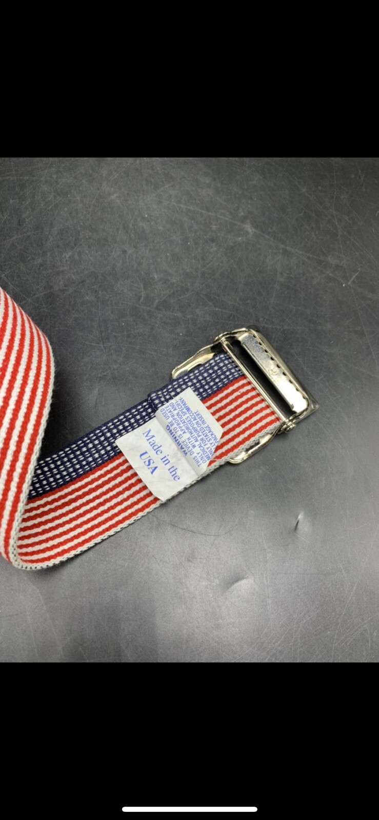 American Flag Adjustable Belt Made In USA By Skil Care, Red White Blue, Mint