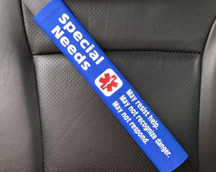 Special Needs Seat Belt Cover and Window Decal Set Royal Blue