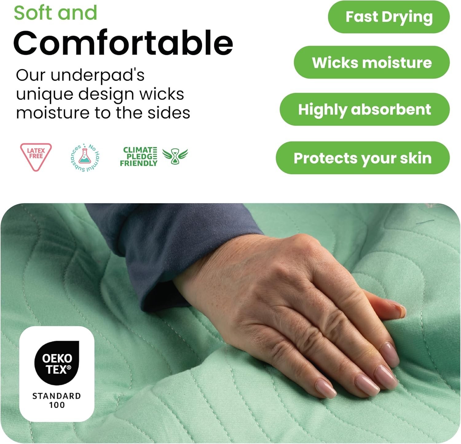 Washable Underpads, 34″ x 52″ Pack of 4 – Heavy Absorbency Reusable Incontine…