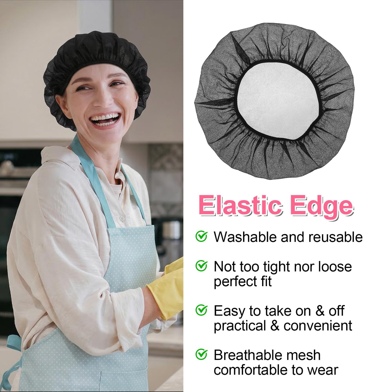 8Pcs Hair Net for Food , Cooking Hat Mesh Kitchen Cap Black