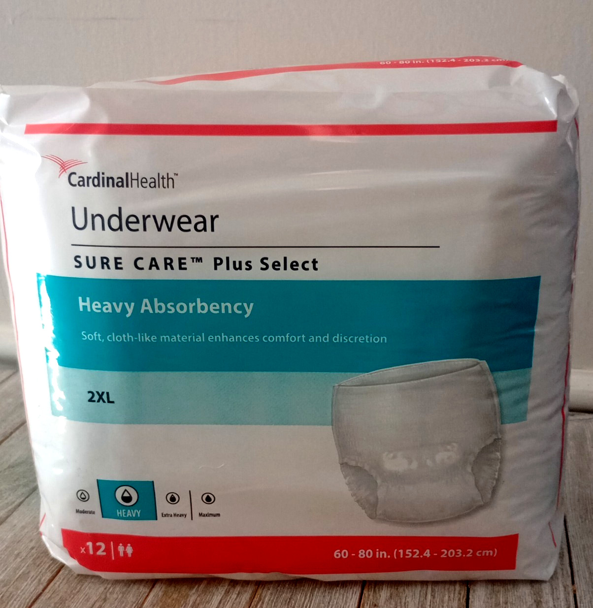 Cardinal Health Pull On 2XL Underwear Adult Heavy Absorbency 1 Pack = 12 Pcs.