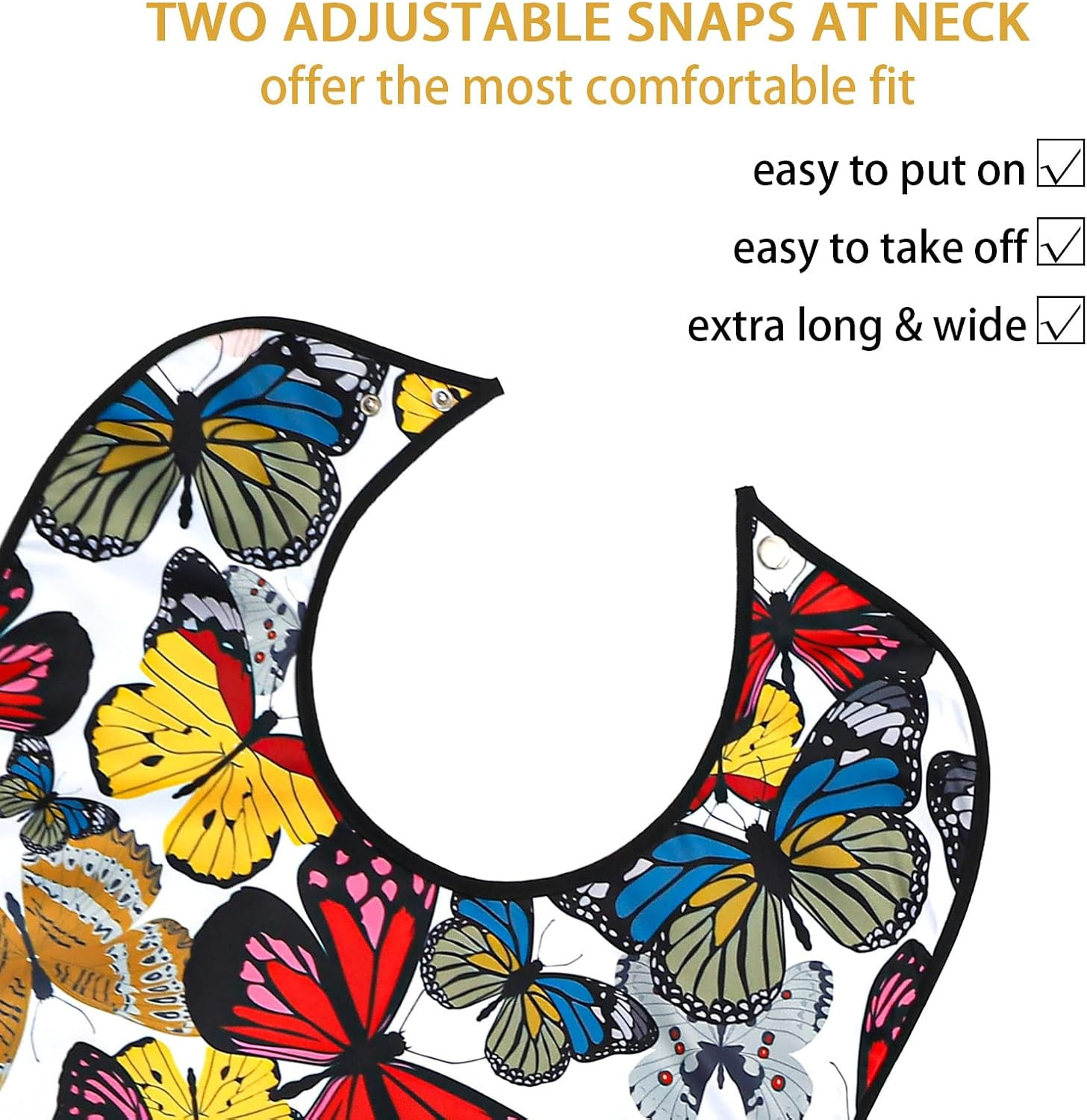 2 Pack Adult Bibs for Elderly Women, Reusable Large Adult Bibs for Eating with S
