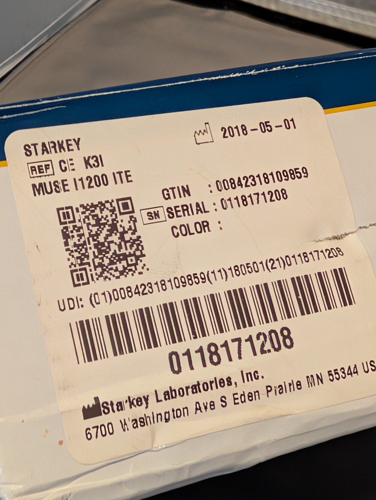 2018 Starkey Custom ITE Hearing Aids with case (NO charger, UNTESTED AS IS)