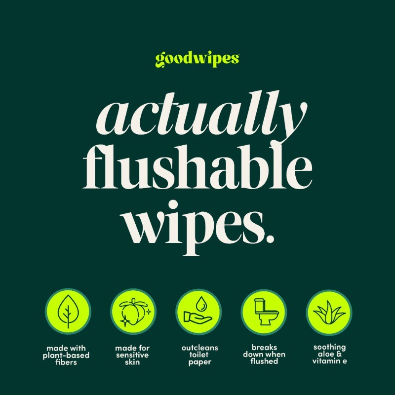 (4 pack) goodwipes Flushable Butt Wipes, Botanical Bliss Scented, 3 Pack, 150