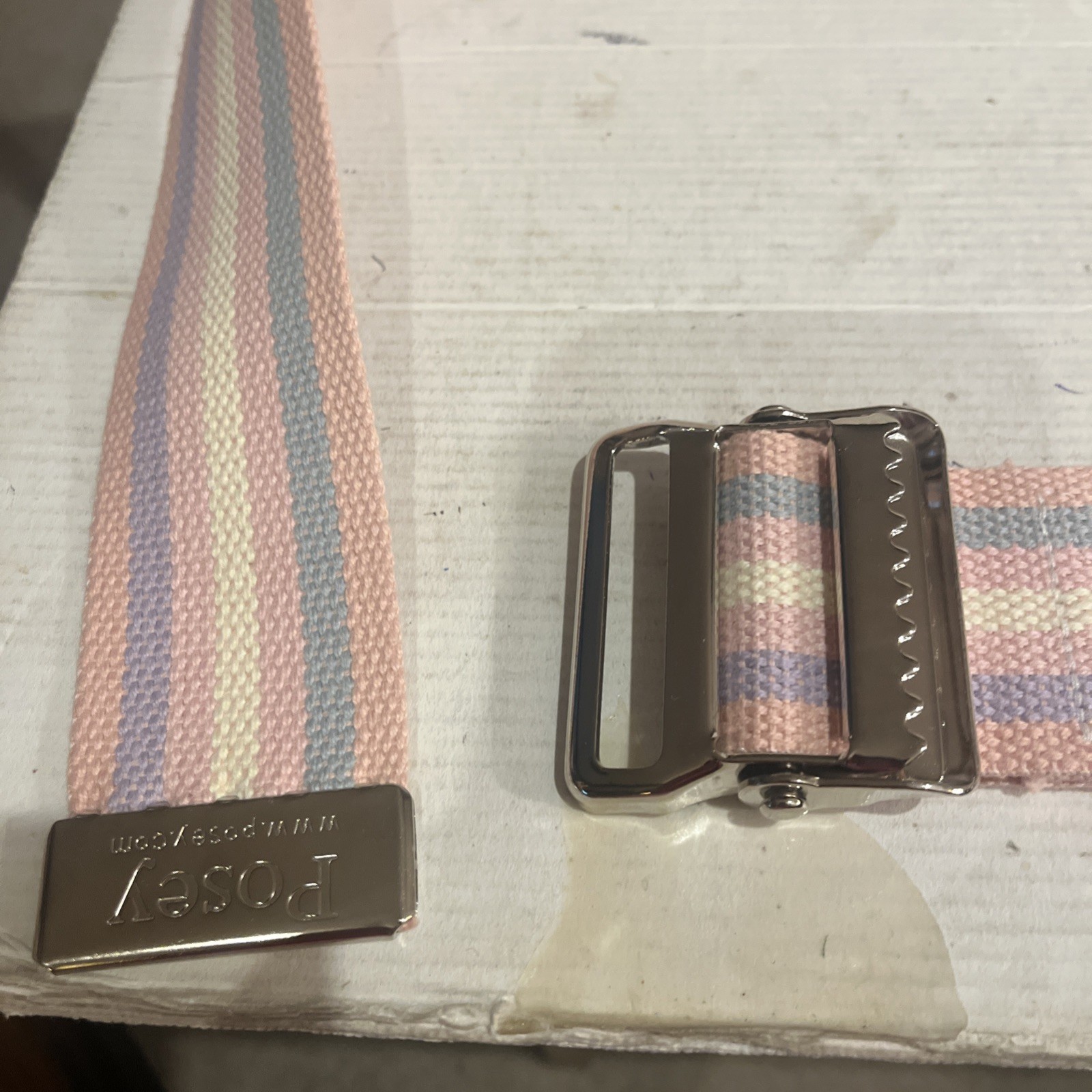 Posey Gait Belt Pastel Cotton Web 56” NEW – No Packaging Pink Metal Easy Buckle