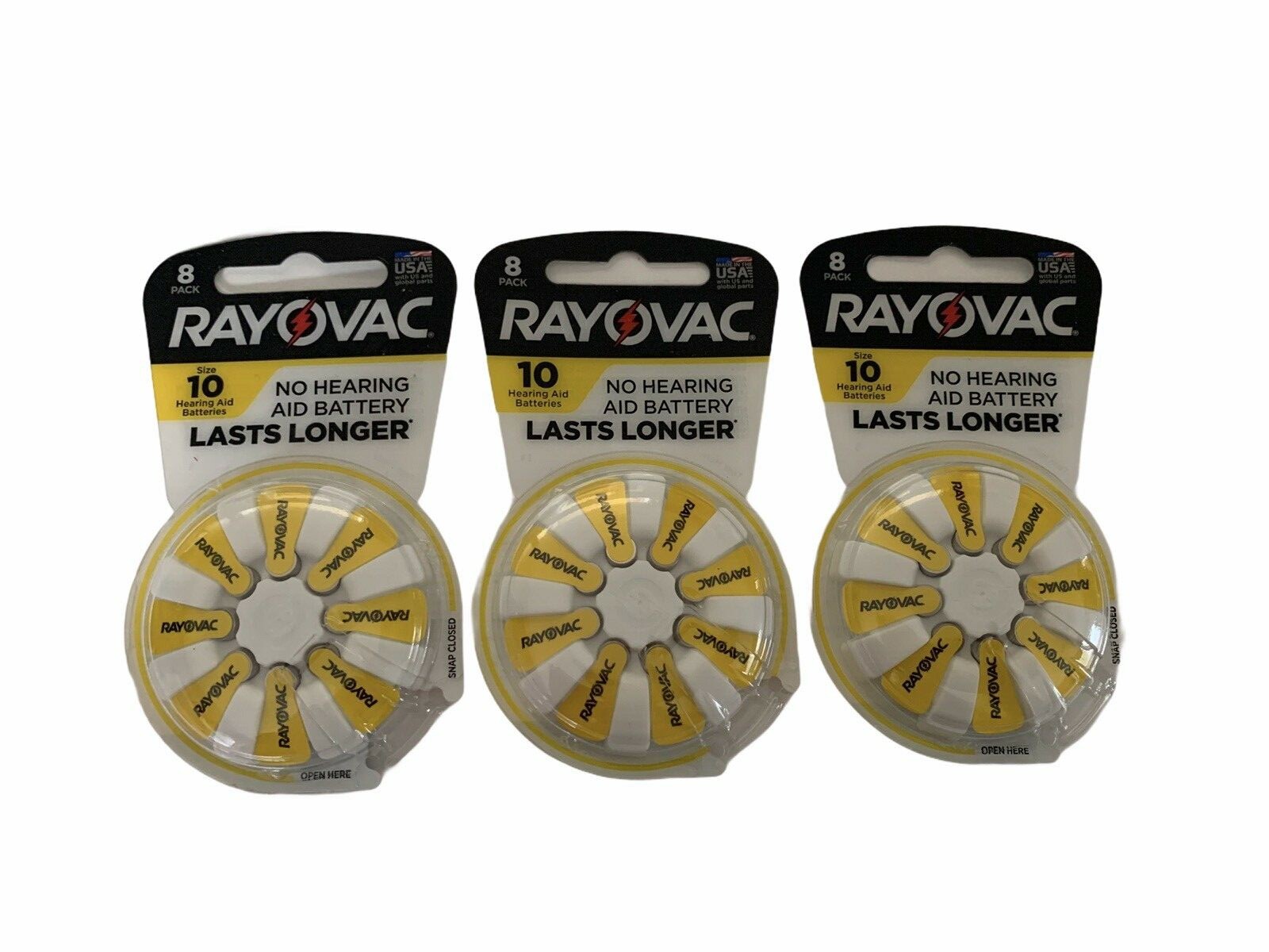 Lot of 3 – Rayovac 8 Pack of #10 Hearing Aid Batteries EXP 02/23 10/23 Free Ship