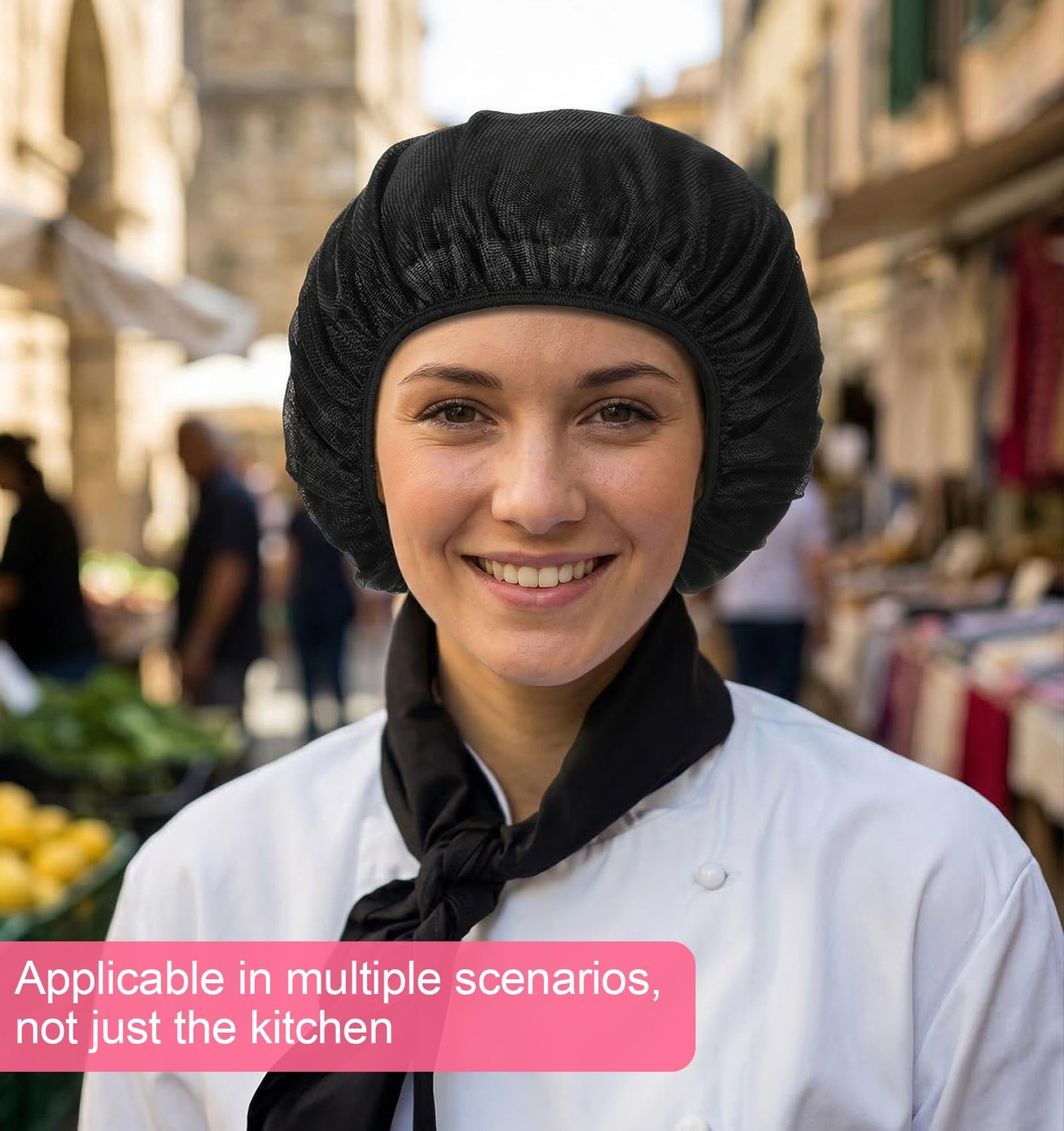 8Pcs Hair Net for Food , Cooking Hat Mesh Kitchen Cap Black