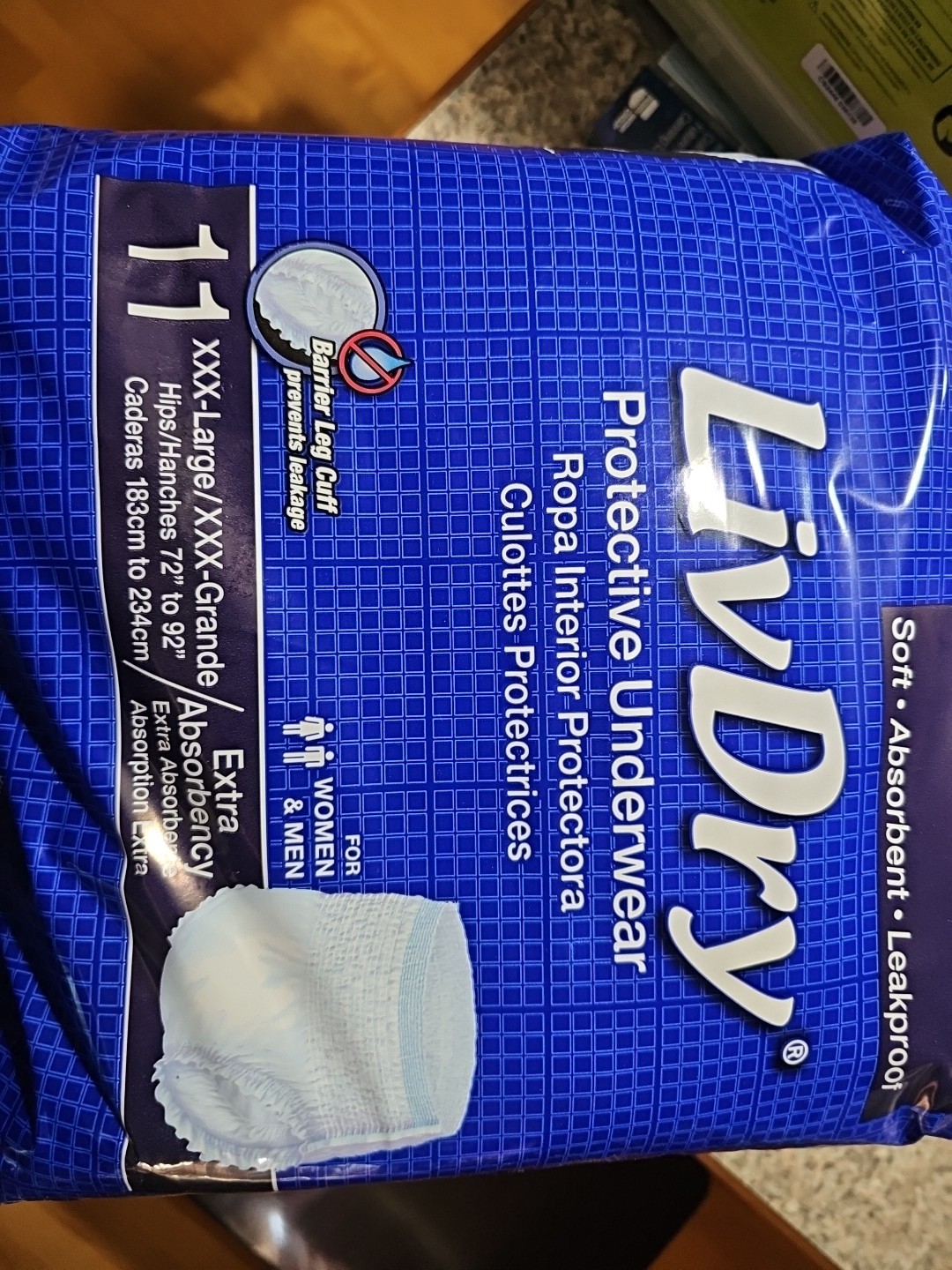 3x LivDry Overnight Protective Underwear XXX-Large For Women & Men 11 Count