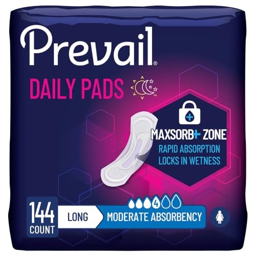 Prevail Women’s Bladder Control Pads Long Moderate 144 Count