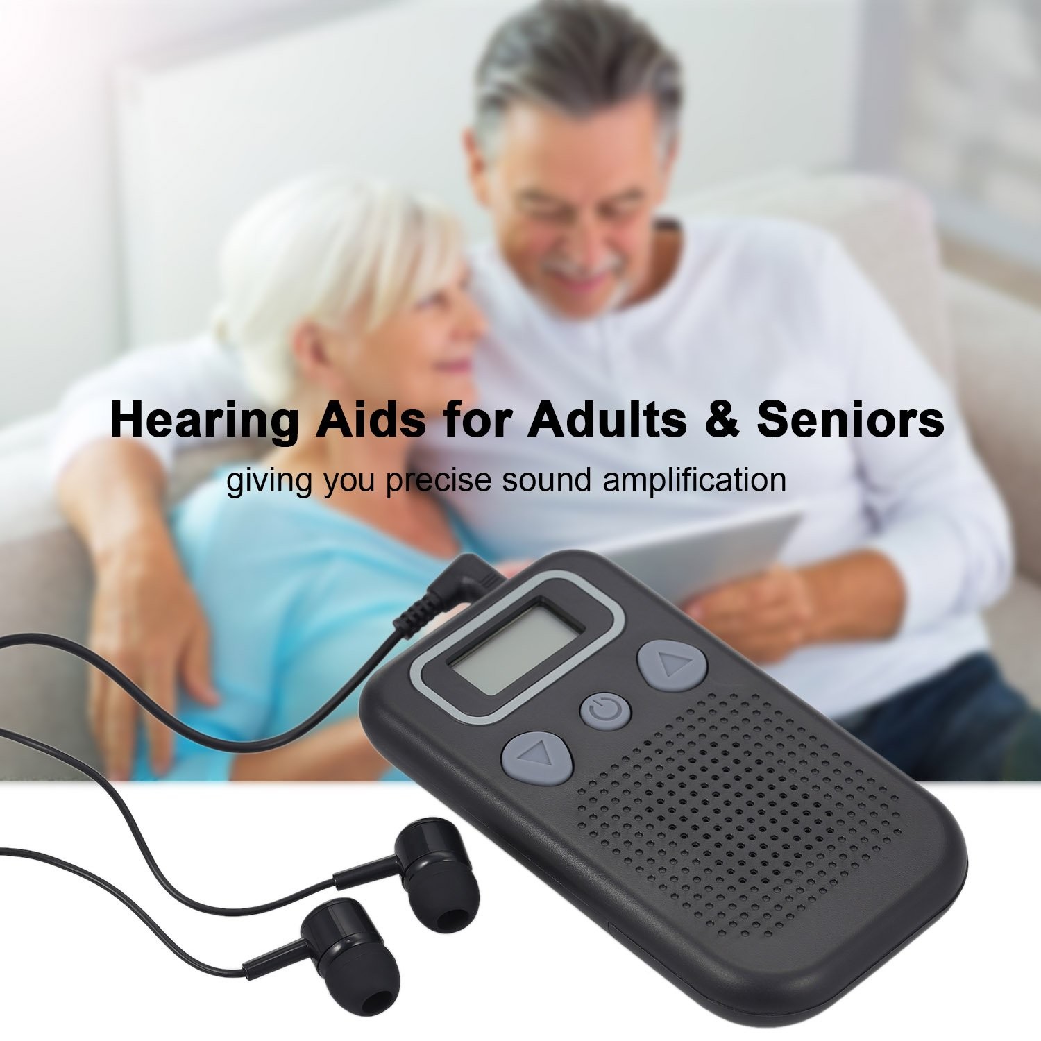 Portable Hearing Aids Sound Voice Amplifier In Ear Hearing Enhancer Pocket Black