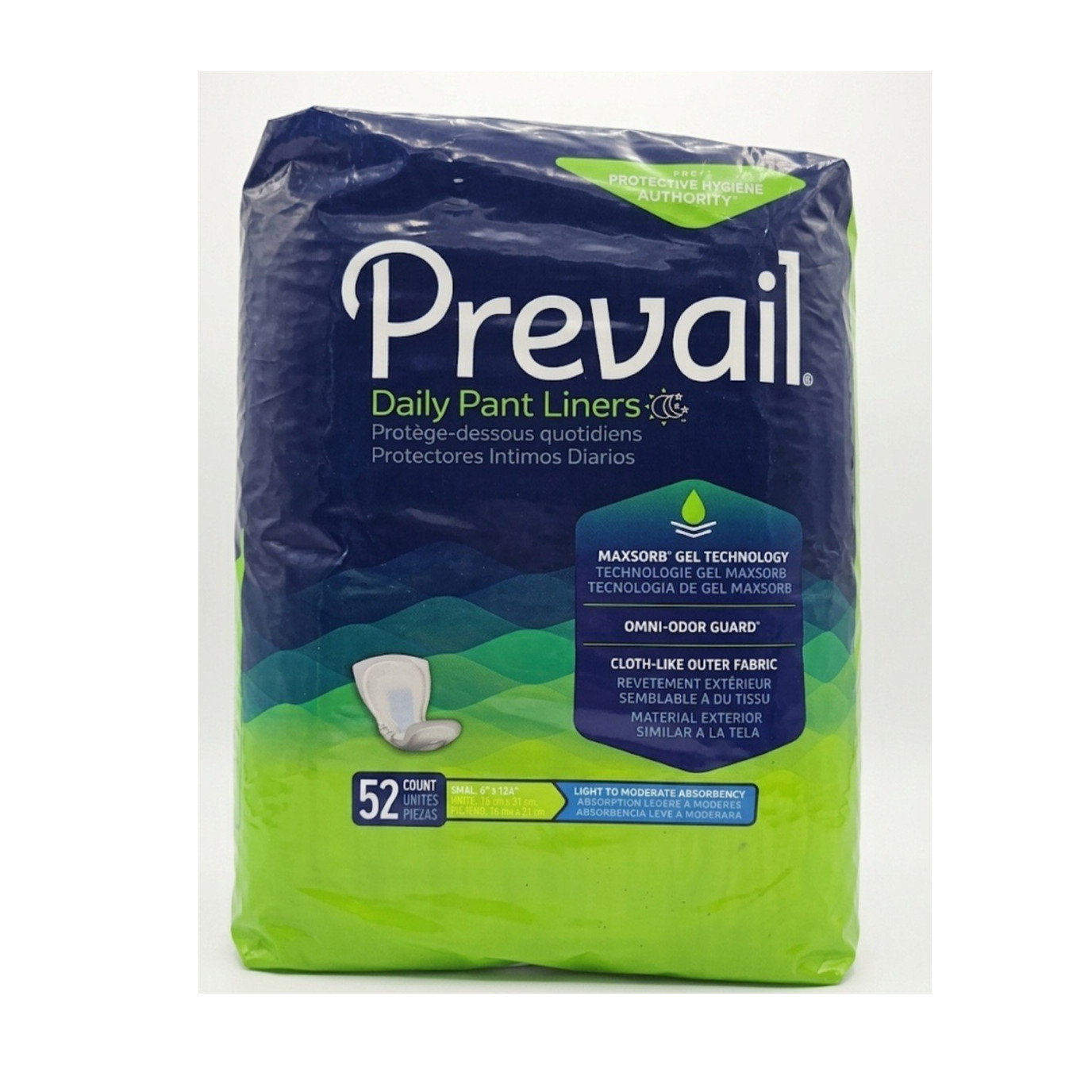 Prevail Daily Pant Liners Light Moderate Absorbency Small White 52 Count