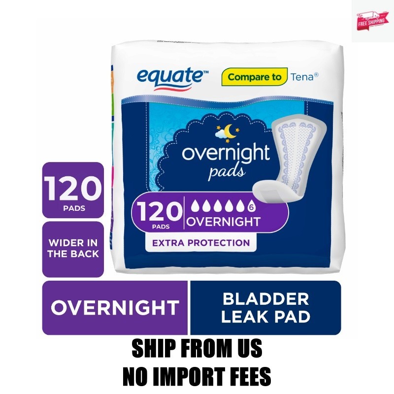 Equate Options Women’s Incontinence Pads, Unscented, Overnight (120 Count)