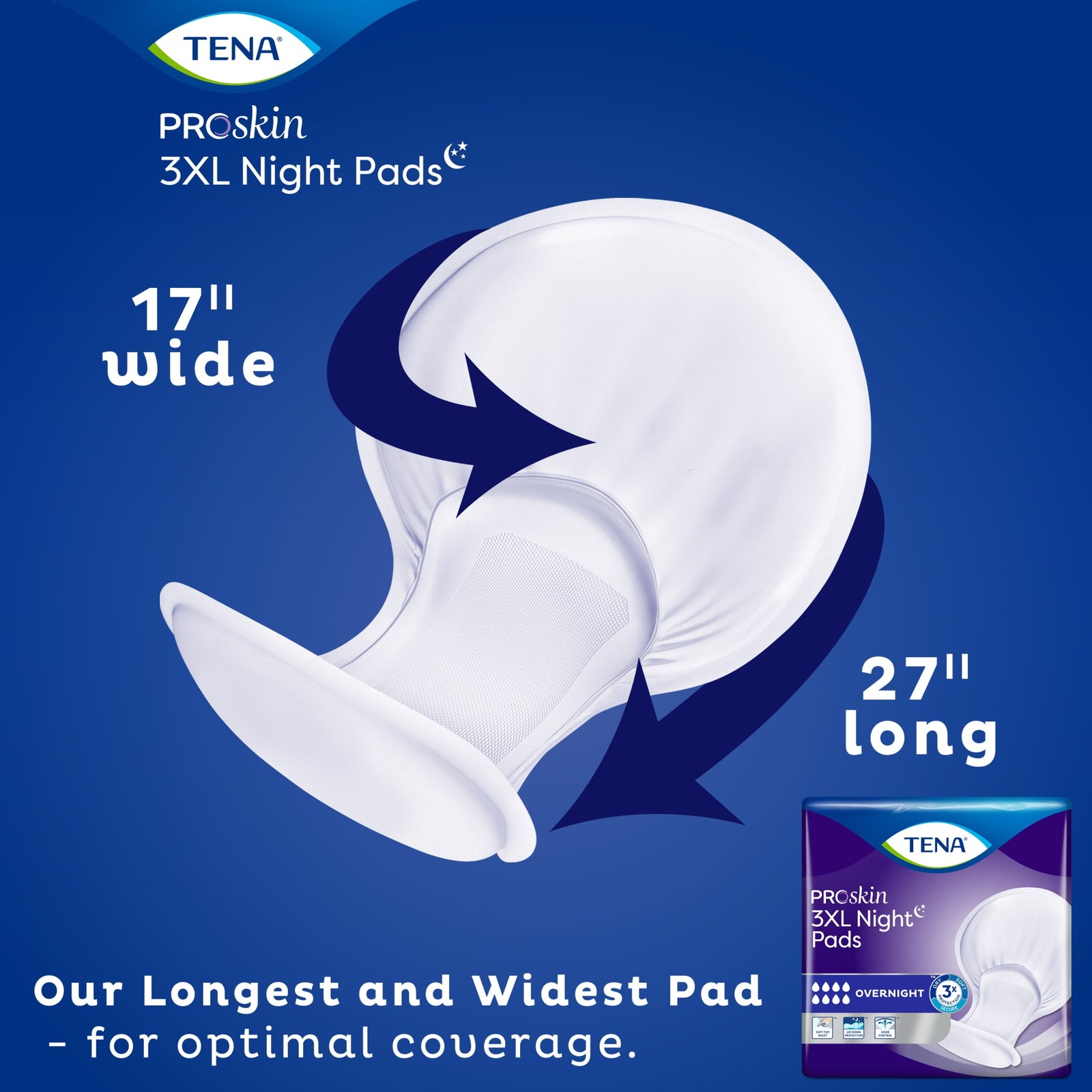ProSkin 3XL Incontinence Pads for Women and Men, Overnight Absorbency, 24 Count