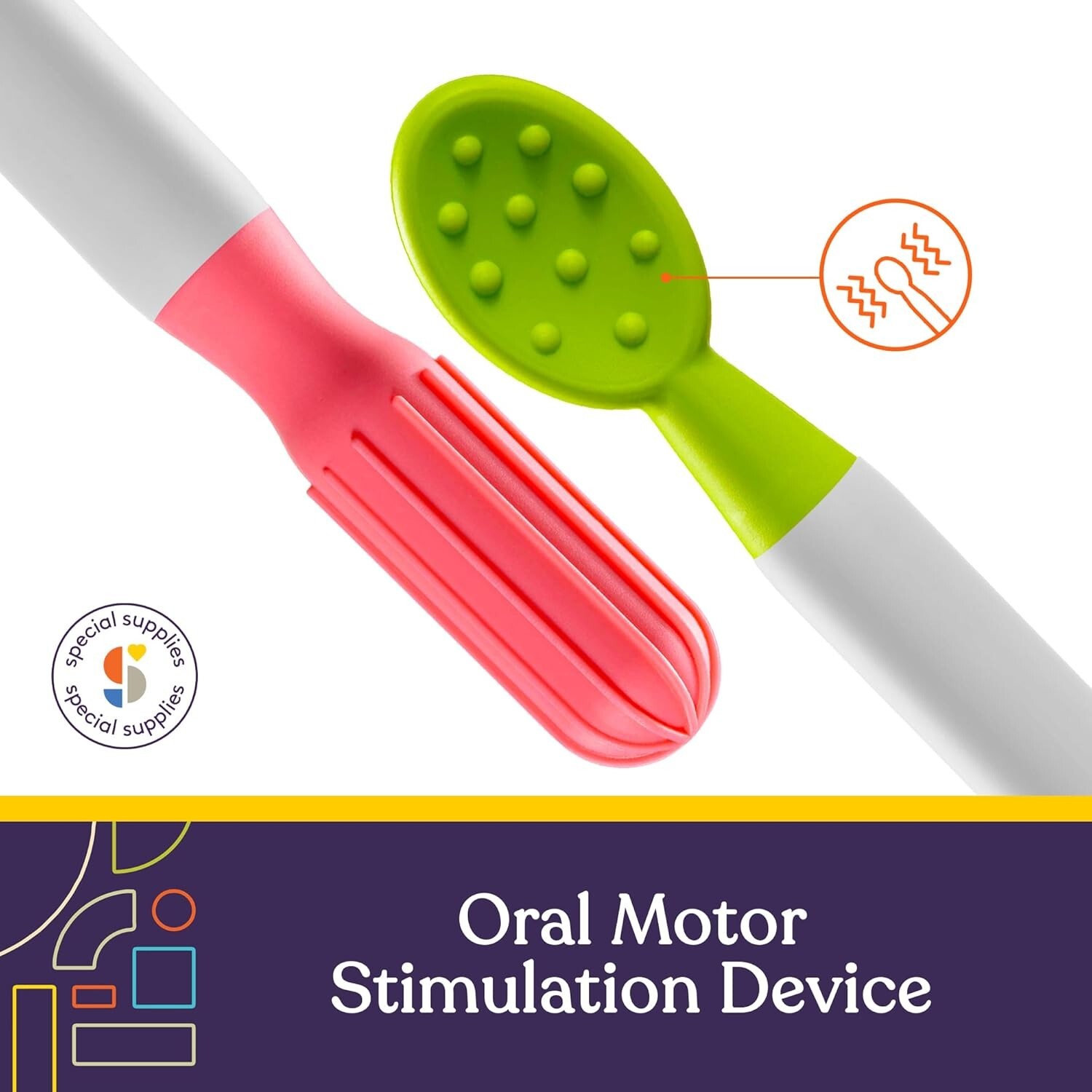 Buzz Buddy Oral Motor Stimulation Kit with 6 Textured Heads & Soft Vibration`
