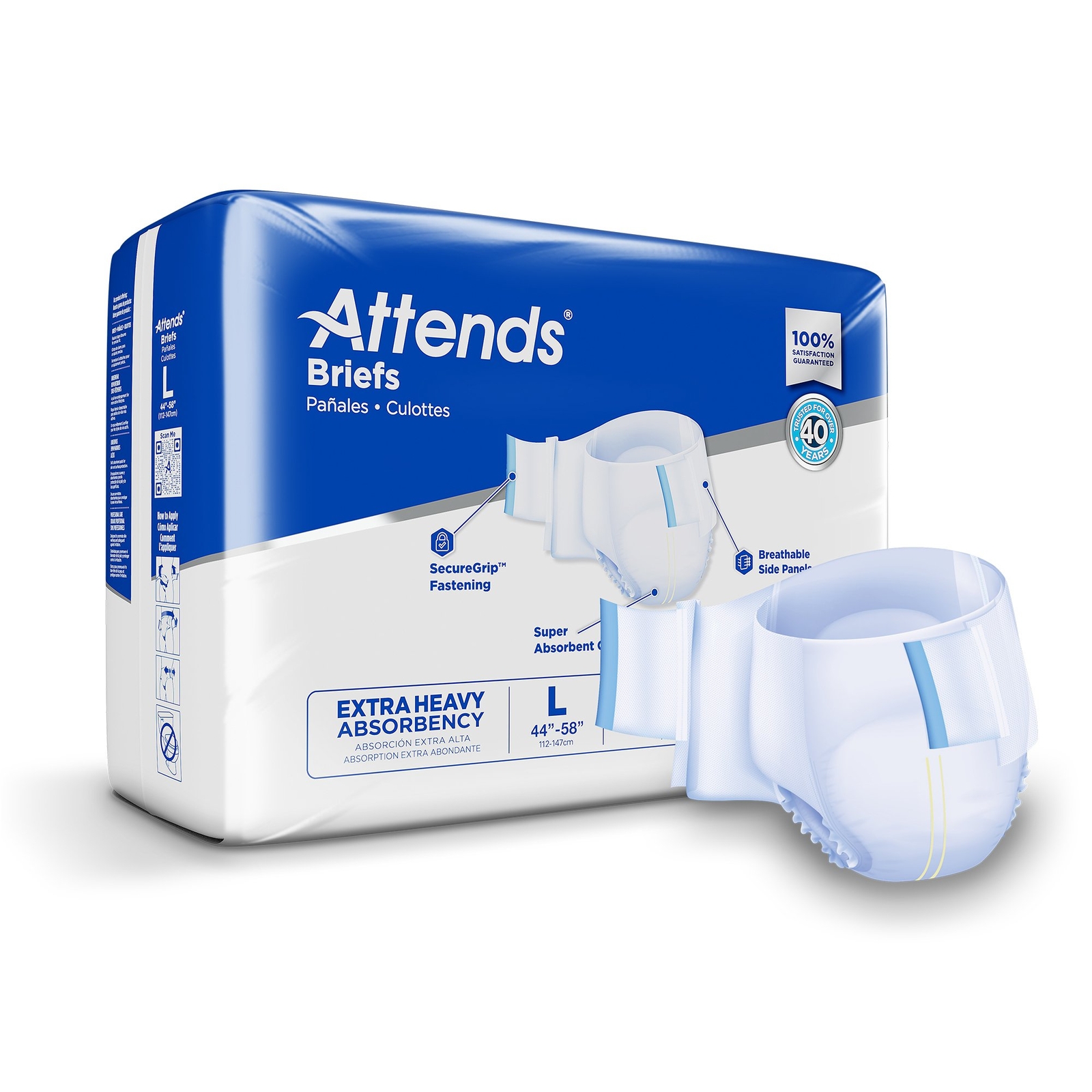 Attends Care Advanced Incontinence Brief L Breathable DDP30100 25 Ct