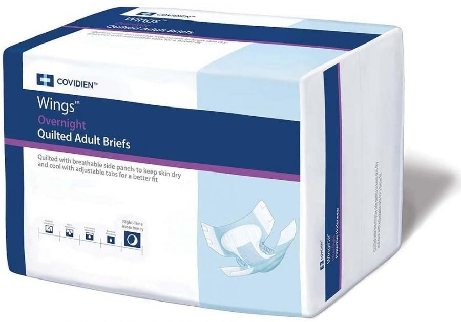 Wings Overnight Quilted Briefs Adult Unisex Refastenable Tabs Heavy Absorb Large