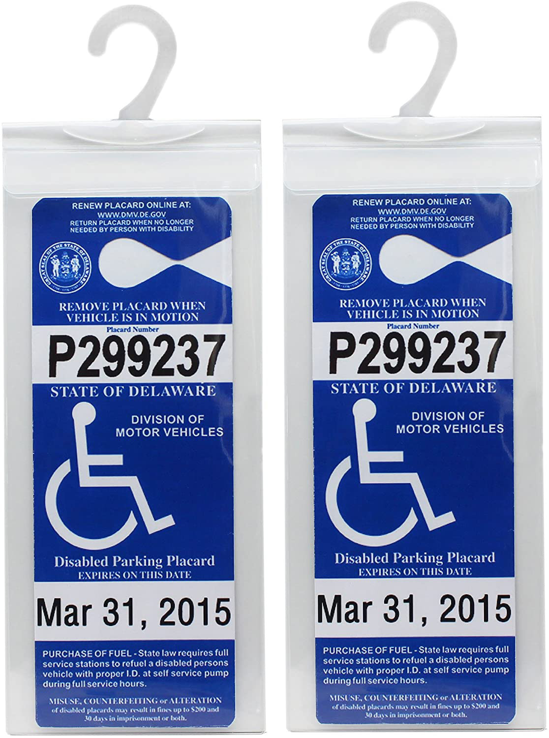 2x Handicap Parking Permit Placard Protector Cover Hanger Car Holder Hang Sleeve