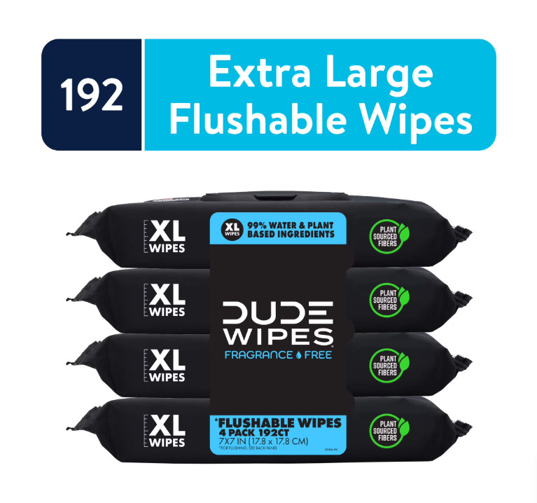 DUDE Wipes Flushable Wipes, XL Wet Wipes for At Home Use, Unscented, 48 Count, 4